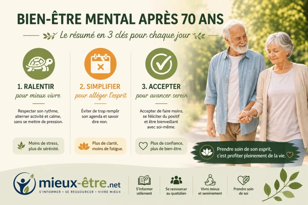 Respecter un rythme plus doux pour son bien-être mental après 70 ans