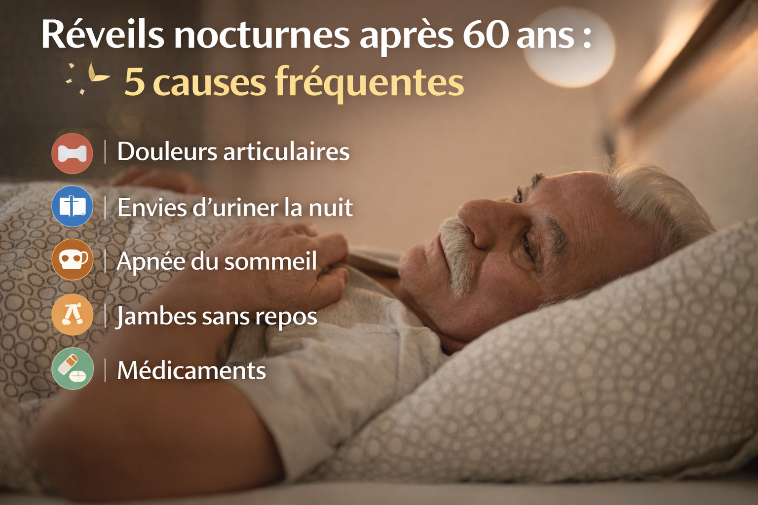 Réveils nocturnes après 60 ans : 5 causes fréquentes