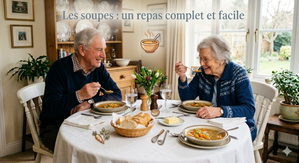 Les soupes sont souvent une excellente solution comme repas faciles à mâcher après 60 ans