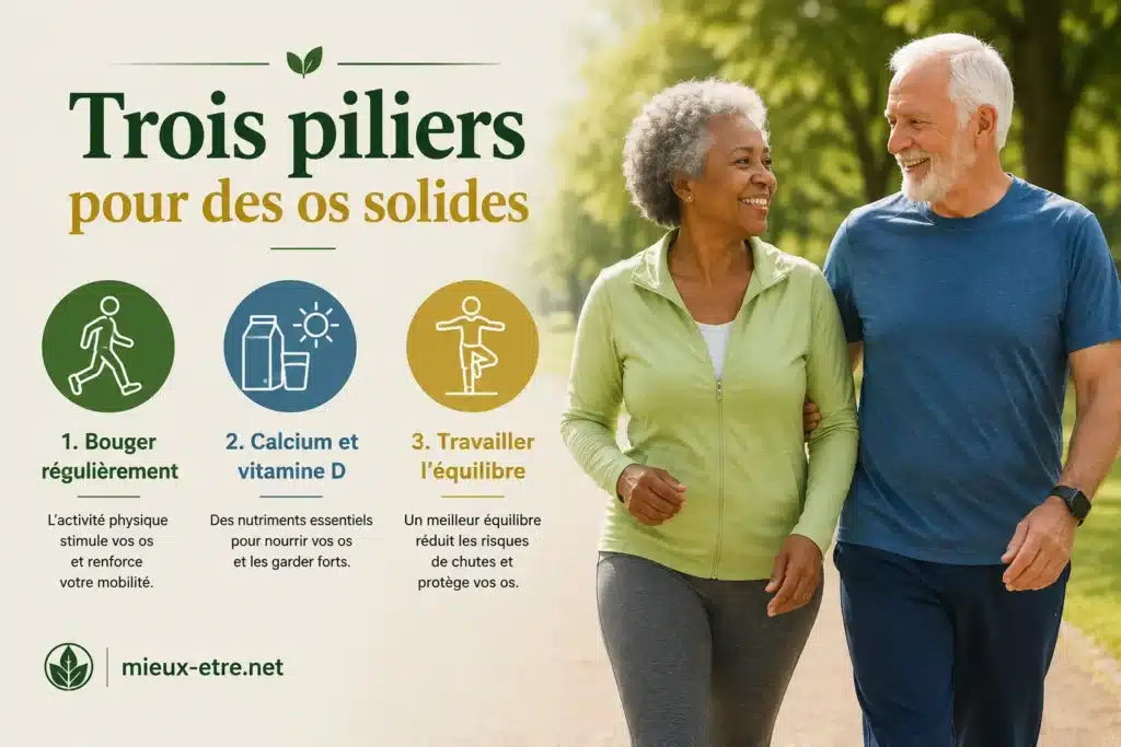 Renforcer ses os après 60 ans repose principalement sur 3 piliers