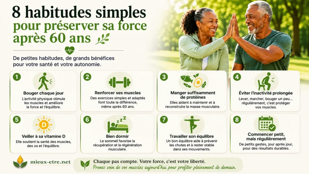 Activité physique et alimentation pour préserver les muscles après 60 ans
