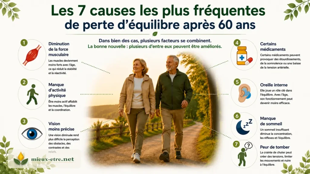 Les 7 causes les plus fréquentes de perte d’équilibre après 60 ans