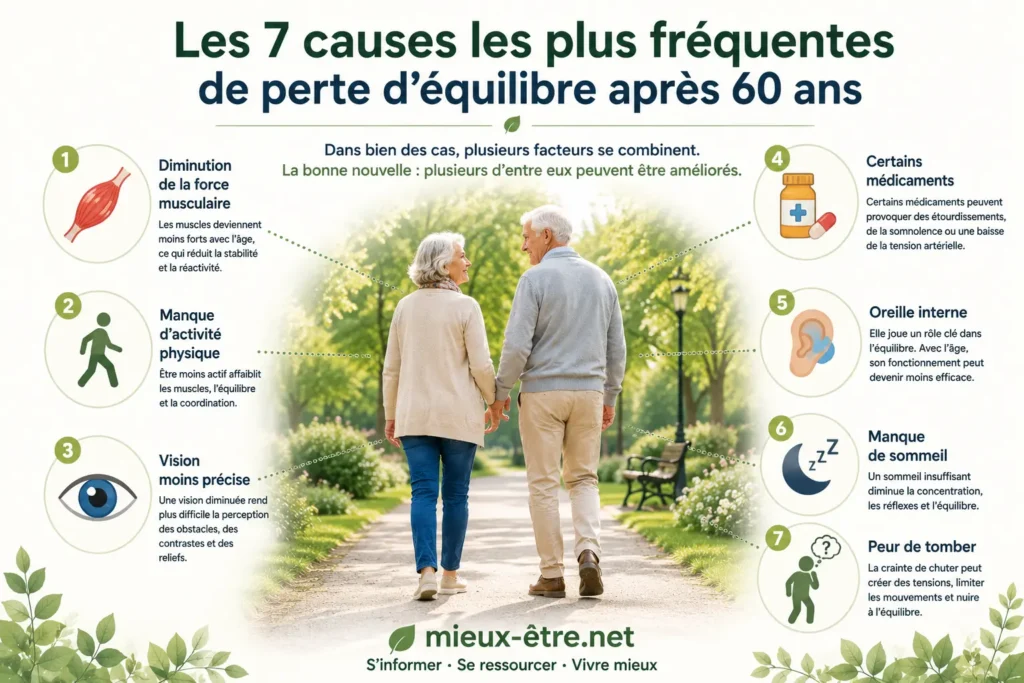 Les 7 causes les plus fréquentes de perte d’équilibre après 60 ans