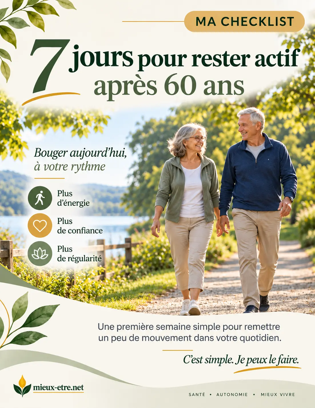 Checklist 7 jours pour rester actif après 60 ans